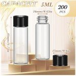 Lallisa 200 Pcs Clear Glass Vials with Caps
