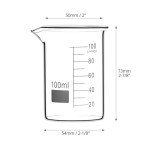 QWORK 100ml Glass Beaker Set of 6