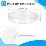 PATIKIL 100mm Clear Petri Dishes with Lids - 12 Pack