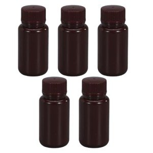 UMETASS 2 oz Amber HDPE Wide Mouth Bottles (5)