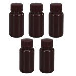 UMETASS 2 oz Amber HDPE Wide Mouth Bottles (5)