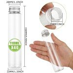 40 Clear Plastic Test Tubes with Screw Caps