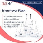 Okulab Borosilicate Erlenmeyer Flask Set, 5 Sizes