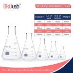 Okulab Borosilicate Erlenmeyer Flask Set, 5 Sizes
