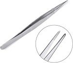 Serrated Bent Tweezers with Knurled Handles