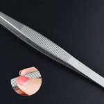 Serrated Bent Tweezers with Knurled Handles