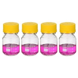 4 Pack Glass Storage Bottles, 100ml with Caps