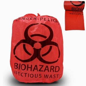 100 Red Biohazard Waste Bags for Medical Disposal