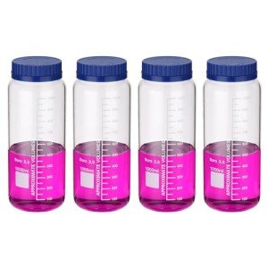 4 Pack 1000ml Borosilicate Glass Lab Bottles