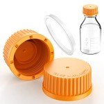 5-Pack GL45 Screw Caps with Pouring Ring – Orange