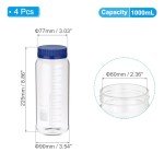4 Pack 1000ml Borosilicate Glass Lab Bottles