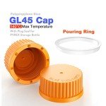 5-Pack GL45 Screw Caps with Pouring Ring – Orange