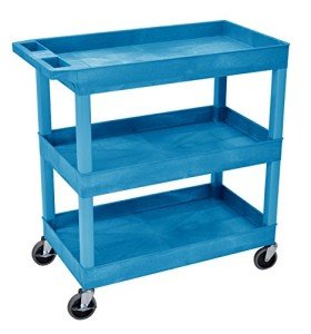 LUXOR EC111-BU Utility Tub Cart with Three Shelves