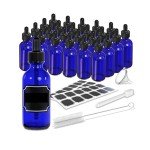 24 Pack Blue 2 Oz Glass Dropper Bottles