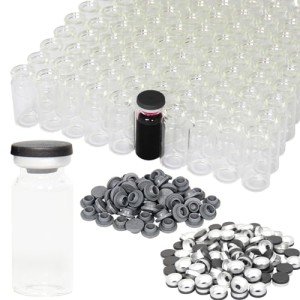 10ml Clear Glass Vials with Flip Caps - 100 Pack
