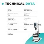 JOANLAB 10L Adjustable Speed Lab Overhead Stirrer