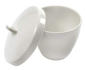 EISCO Tall Porcelain Crucible with Lid, 50ml