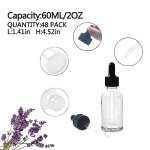 48 Pack 2oz Clear Glass Dropper Bottles
