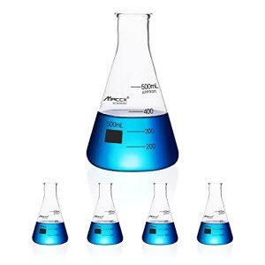 Maccx 500ml Narrow-Mouth Glass Erlenmeyer Flask - 4 Pack