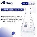 Maccx 500ml Narrow-Mouth Glass Erlenmeyer Flask - 4 Pack