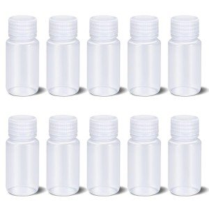10 Plastic Reagent Bottles with Screw Caps