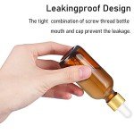 Amber Glass Dropper Bottles with Golden Caps - 24 Pack