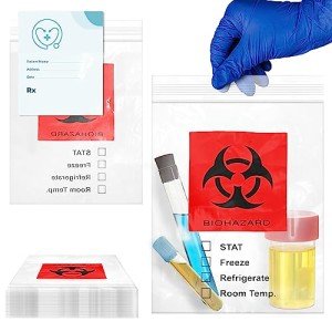 Biohazard Specimen Bags - 8x10 Inches, Pack of 100