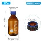 3 Pack 1000ml Lab Storage Bottles with Caps