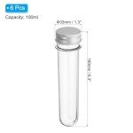 100ml Plastic Test Tubes with Screw Caps - 6pcs