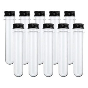 40ml Clear Plastic Test Tubes with Caps - 25pcs