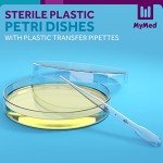 100 Sterile Petri Dishes with Lids & Pipettes