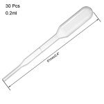 30 Pcs Clear Plastic Disposable Pipettes, 0.2ml