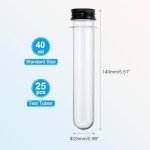 40ml Clear Plastic Test Tubes with Caps - 25pcs