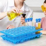 Blue Plastic Test Tube Holder with Silicone Support