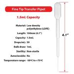 Globe Scientific LDPE Fine Tip Transfer Pipets