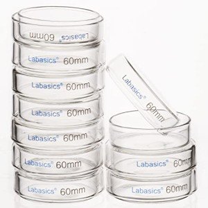 Labasics 10-Pack Glass Petri Dishes, 60x15 mm
