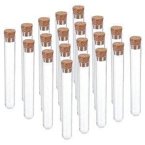 9ml Plastic Test Tubes with Cork Stoppers, 20-Pack