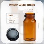 Amber Glass Vials 20ml with Caps - Pack of 20