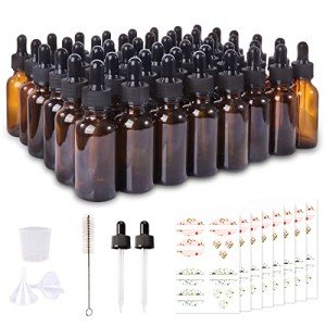 48 Pack Amber Glass Bottles with Droppers & Accessories