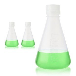 Plastic Erlenmeyer Flask Set with Screw Caps - 1000ml