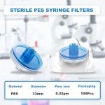 CryoKing 100Pcs Sterile Syringe Lab Filters 0.22um