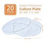 20 Pack Sterile Plastic Petri Dishes with Lids