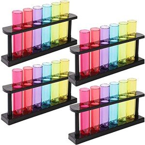 4 Pack Plastic Test Tubes with Rack - Multi-Use
