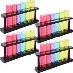4 Pack Plastic Test Tubes with Rack - Multi-Use
