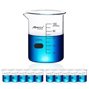 Set of 10 Borosilicate Glass Beakers, 100ml