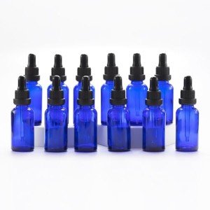 YIZHAO 1oz Blue Glass Dropper Bottles - 12 Pack