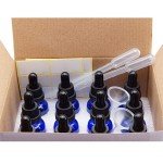 YIZHAO 1oz Blue Glass Dropper Bottles - 12 Pack