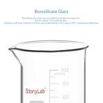 Stonylab Borosilicate Glass Beaker Set, 5 Sizes