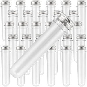 60 Pack Clear Plastic Test Tubes with Caps