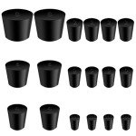Black Rubber Stoppers, 18 Pack - Versatile Sealing Plugs